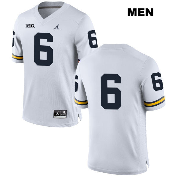 Men's NCAA Michigan Wolverines Kareem Walker #6 No Name White Jordan Brand Authentic Stitched Football College Jersey YJ25V43YN